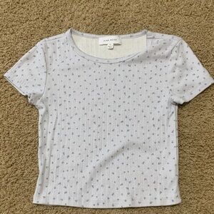 Pink Rose Light Blue Patterned Tee